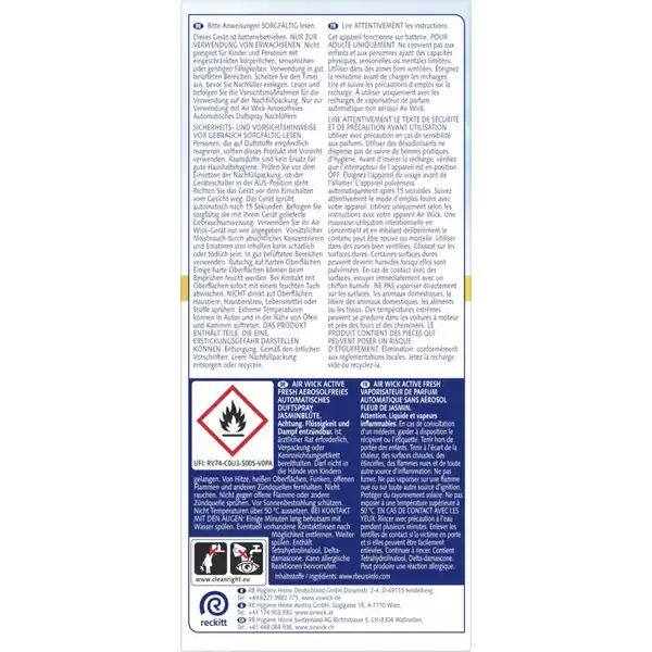 24 / 7 Active Fresh Aerosolfreies Automatisches Duftspray Starter-Set Jasminblüte