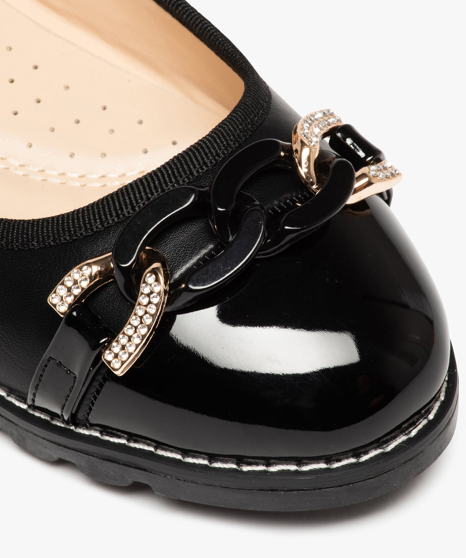 Ballerines à bride chane et semelle crantée femme noir | GEMO