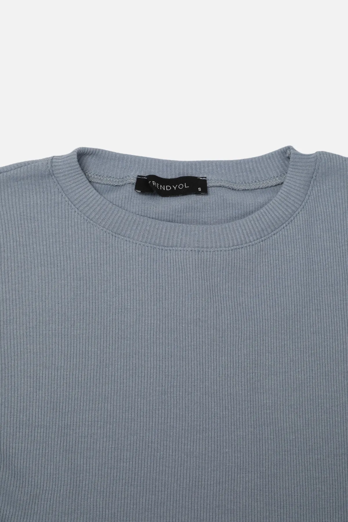 Trendyol Collection  Hellblaues Set aus Oberteil und Unterteil aus Strick mit Kordelzug TWOSS21AU0160