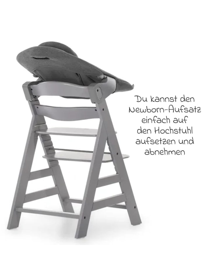 Hauck Alpha Plus Grey 4-tlg. Newborn Set - Hochstuhl   2in1 in grau günstig kaufen onesize