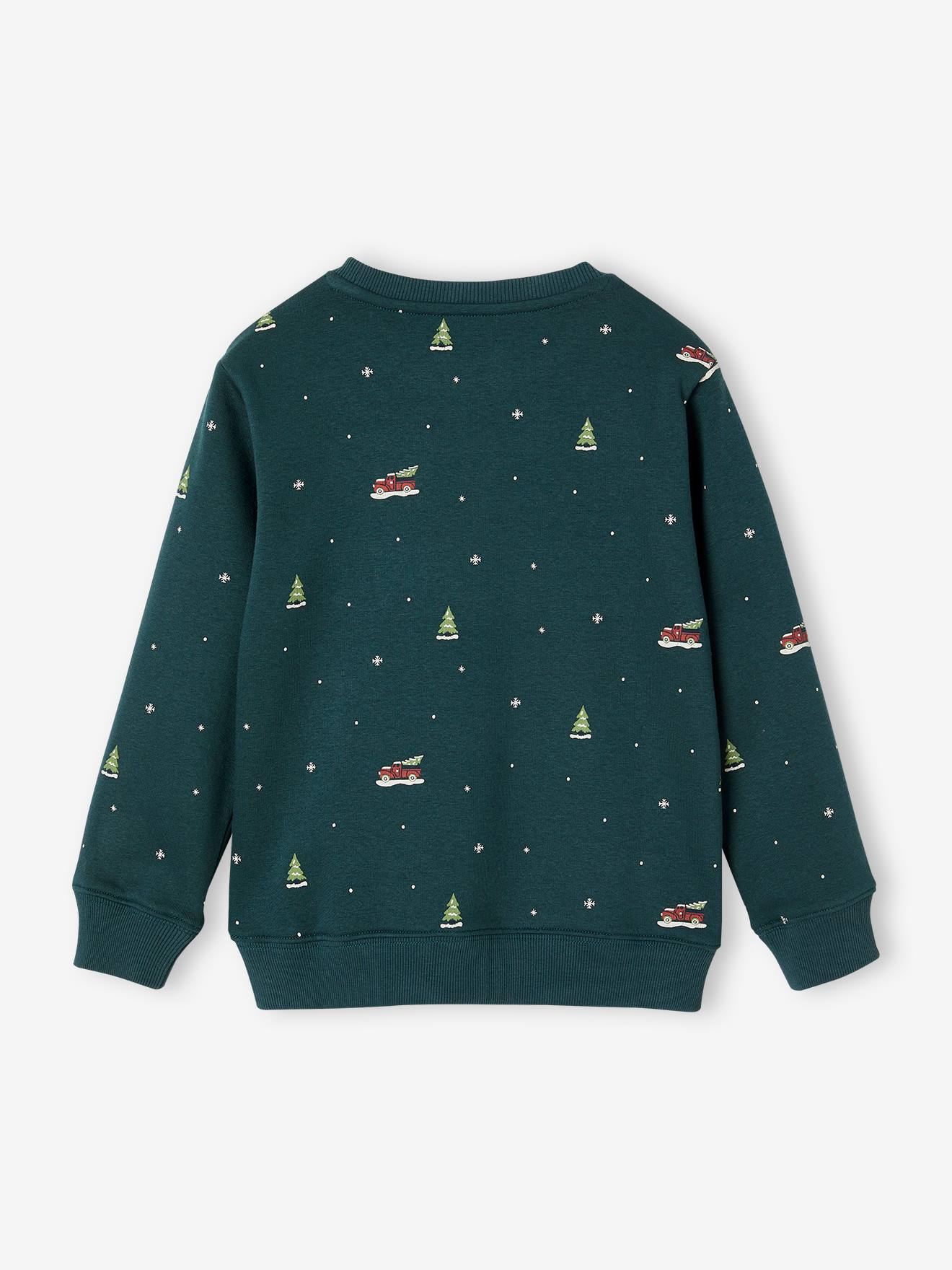 Vertbaudet Jungen Weihnachts-Sweatshirt mit Schriftzug - grün