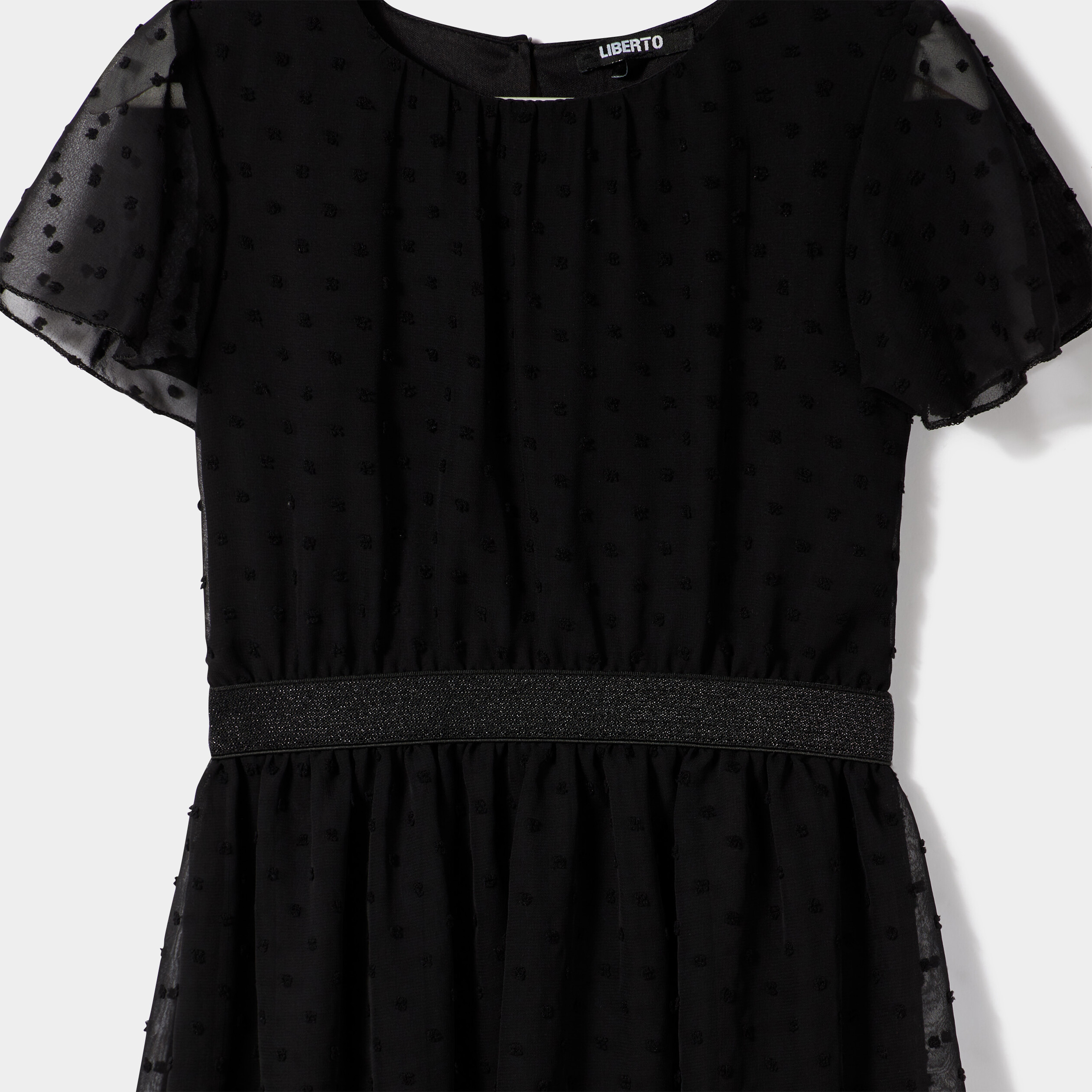 Robe de soirée évasée plumetis Liberto noir fille | La Halle