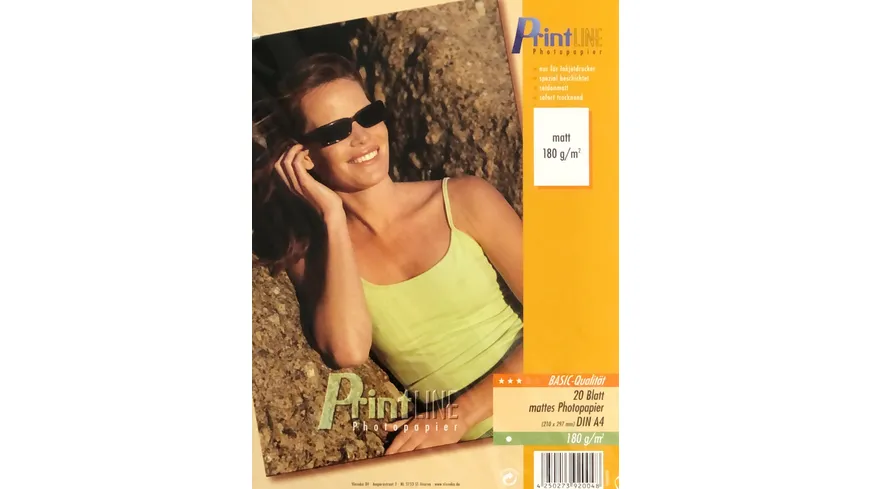 PrintLINE Inkjet-Fotopapier A4 180g matt 20 Blatt