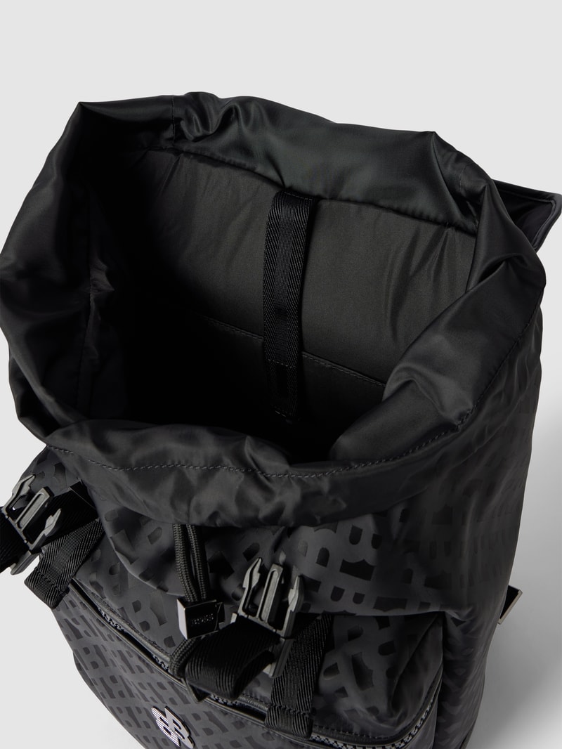 Rucksack mit Allover-Logo Modell 'Bradley' in schwarz