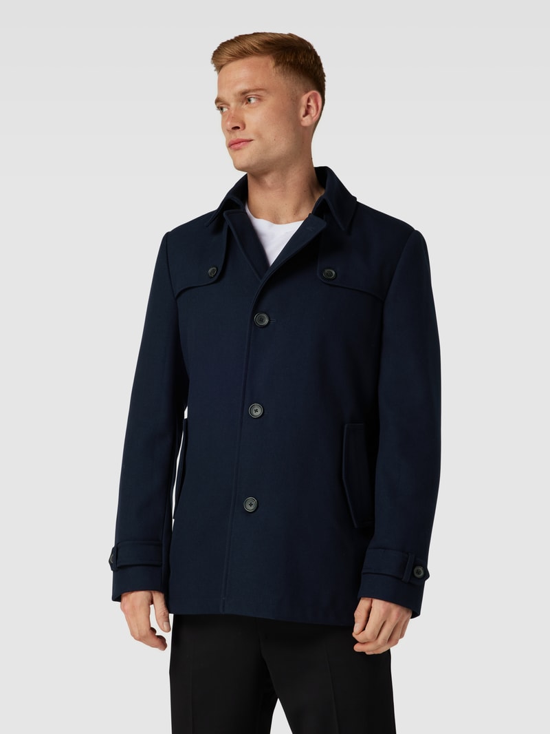 Jacke mit Umlegekragen und Ärmelriegeln in marineblau