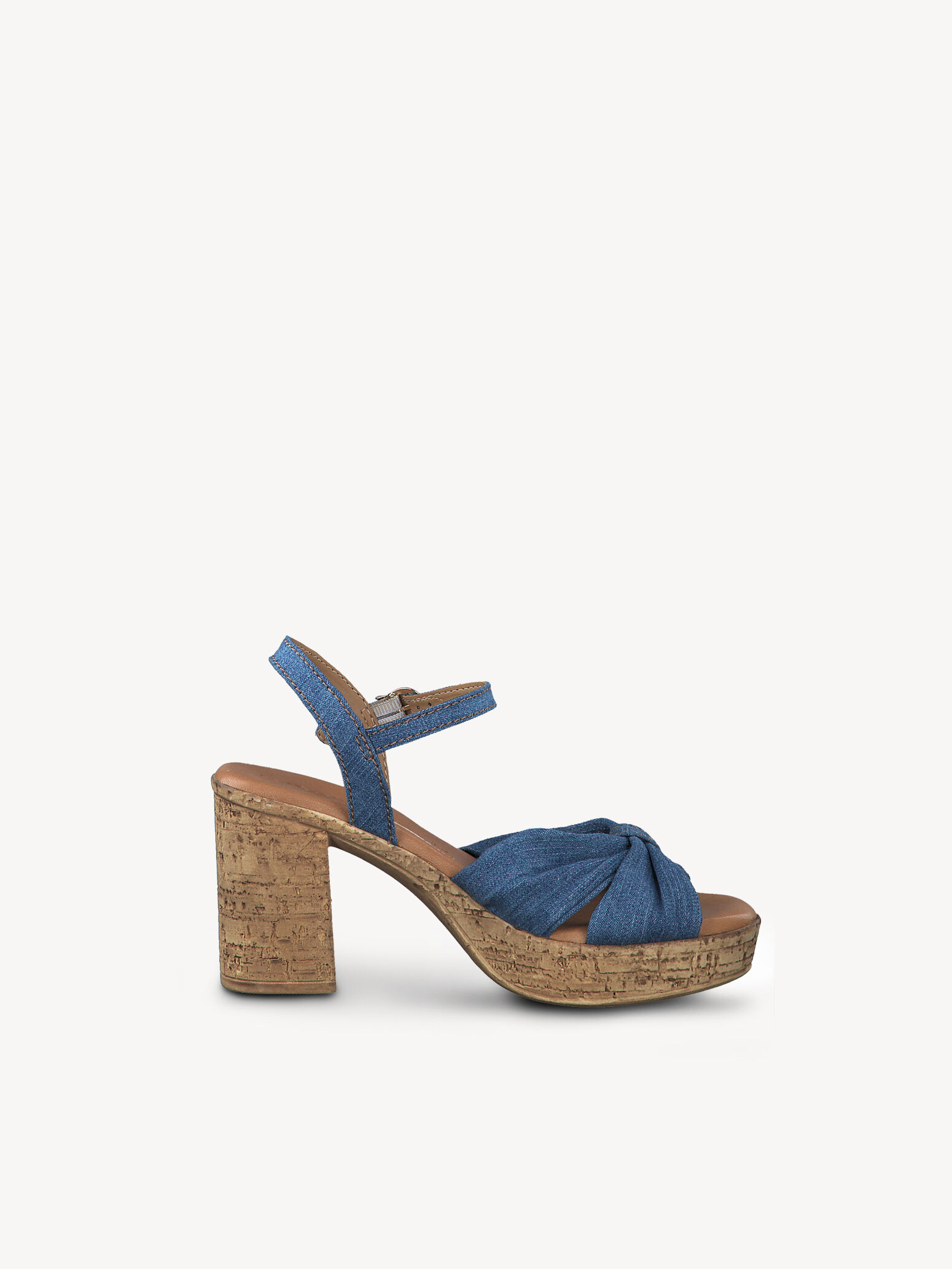 Sandale à talon en cuir - bleu