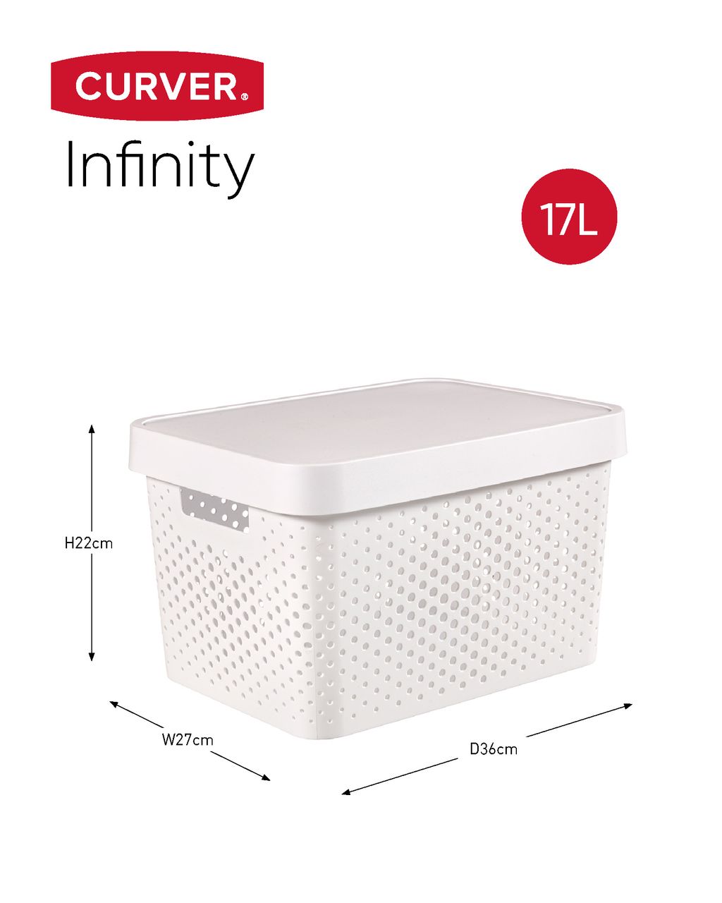 Curver 2 x INFINITY RECYCLING Boxen mit Lochmuster (11L   17L) und Deckel weiß