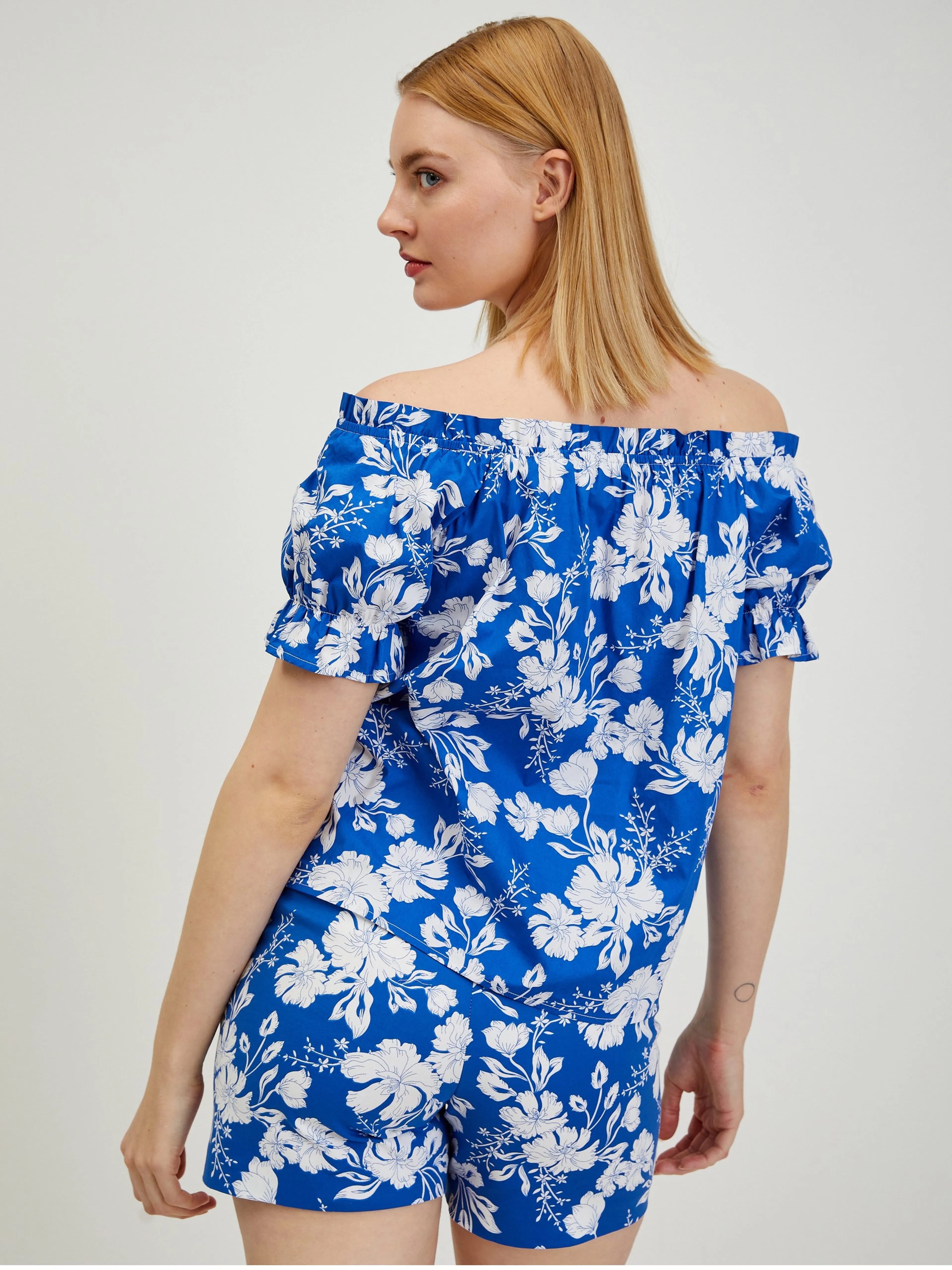 Blaue geblümte Bluse ORSAY