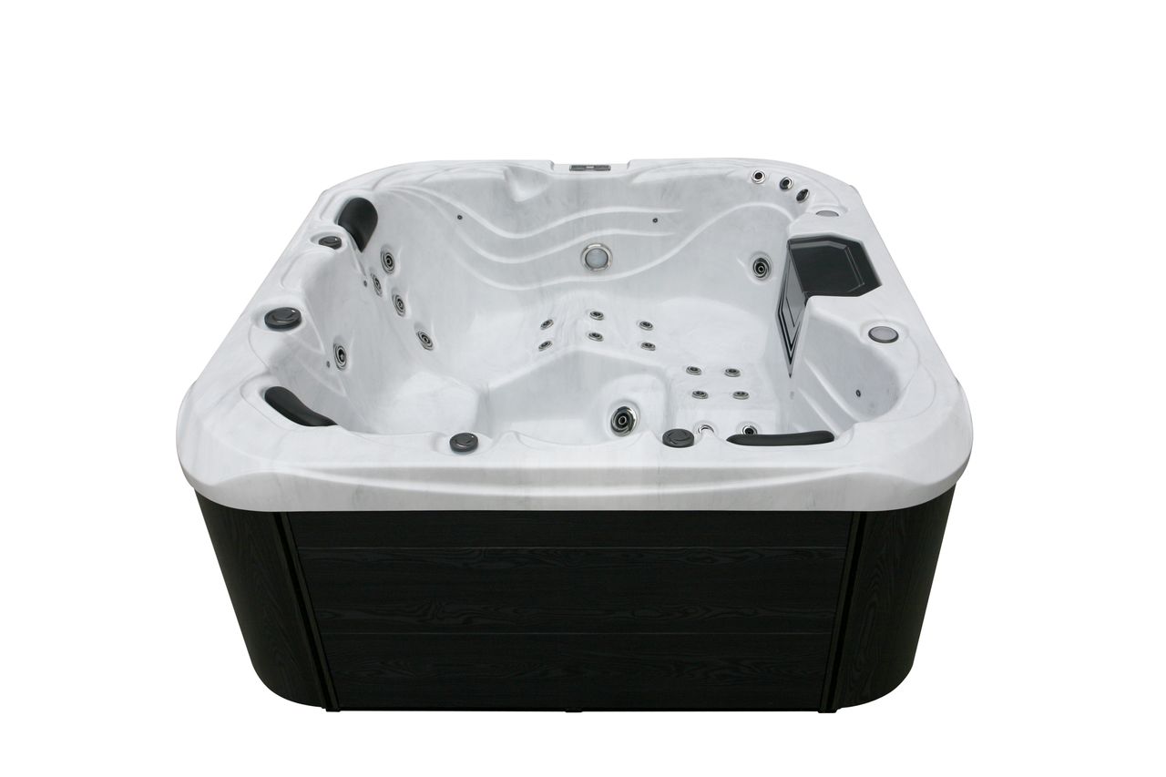 Home Deluxe Outdoor Whirlpool MALAGA inkl. Abdeckung & Treppe mit Wärmeisolierung für 5 Personen