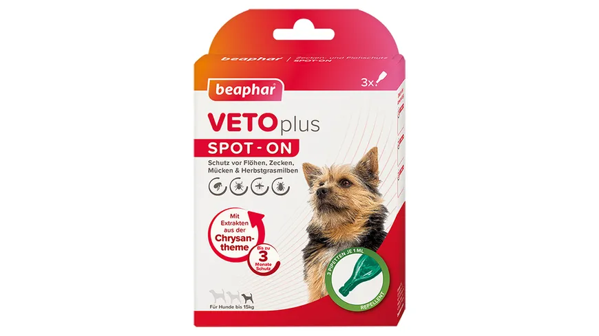 beaphar VETOplus Spot-On Hunde bis 15kg Insektenschutzmittel 3 ml