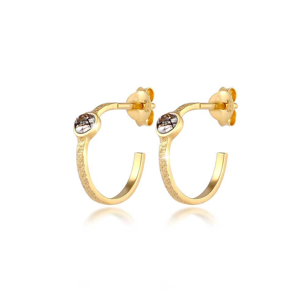 Elli Elli Boucles d'Oreilles Créoles élégantes pour dames avec quartz tourmaline en 92 Boucles d'oreilles