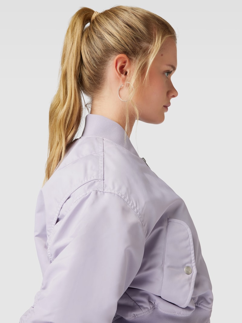 Bomberjacke mit Label-Stitching in flieder
