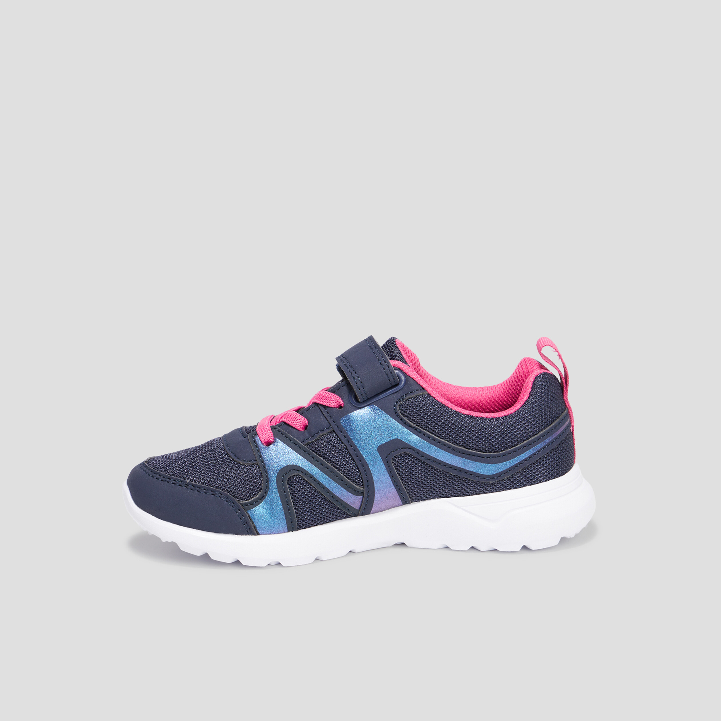 Baskets running à scratchs bleu marine fille | La Halle