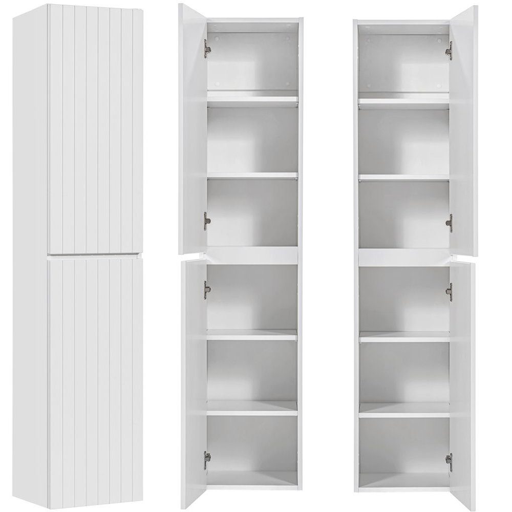 Lomadox Badmöbel-Set IRAKLIO-56, (12-St), Eiche Doppelwaschtisch Keramik Waschbecken Spiegelschränke Hochschrank