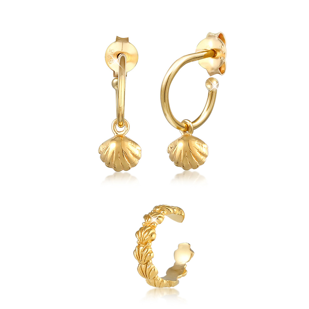 Elli Elli Boucles d'Oreilles Créoles Earcuff Coquillage Été Maritime Trend Blogger  Fe Boucles d'oreilles