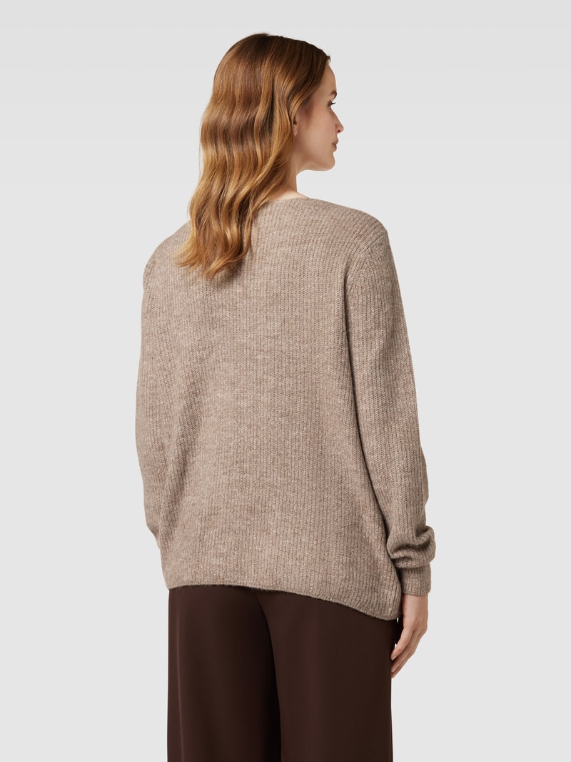 Strickpullover mit U-Boot-Ausschnitt in taupe meliert