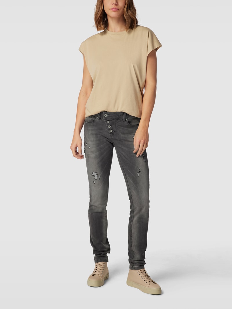 Slim Fit Jeans im Destroyed-Look Modell 'MALIBU' in dunkelgrau