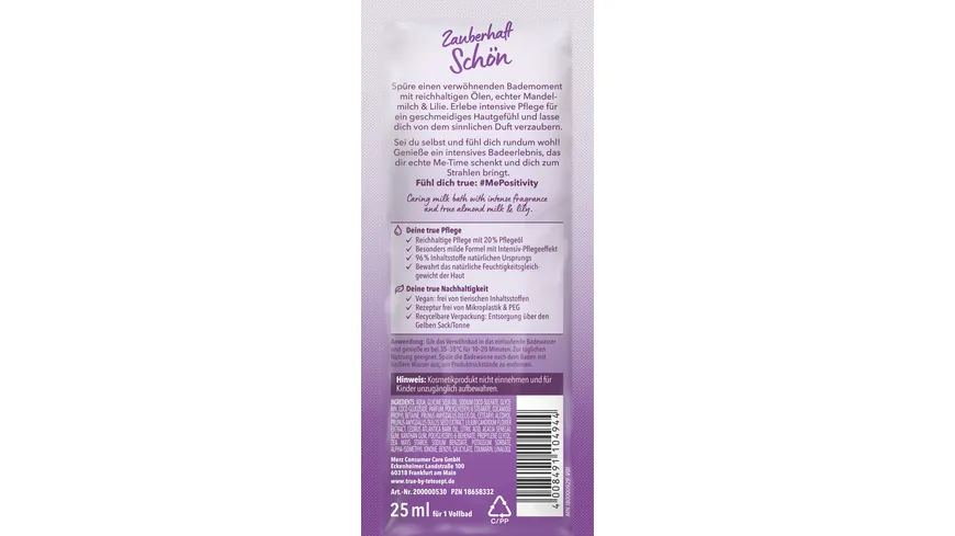 true by tetesept Mandelmilch Lilienblüte 25 ml