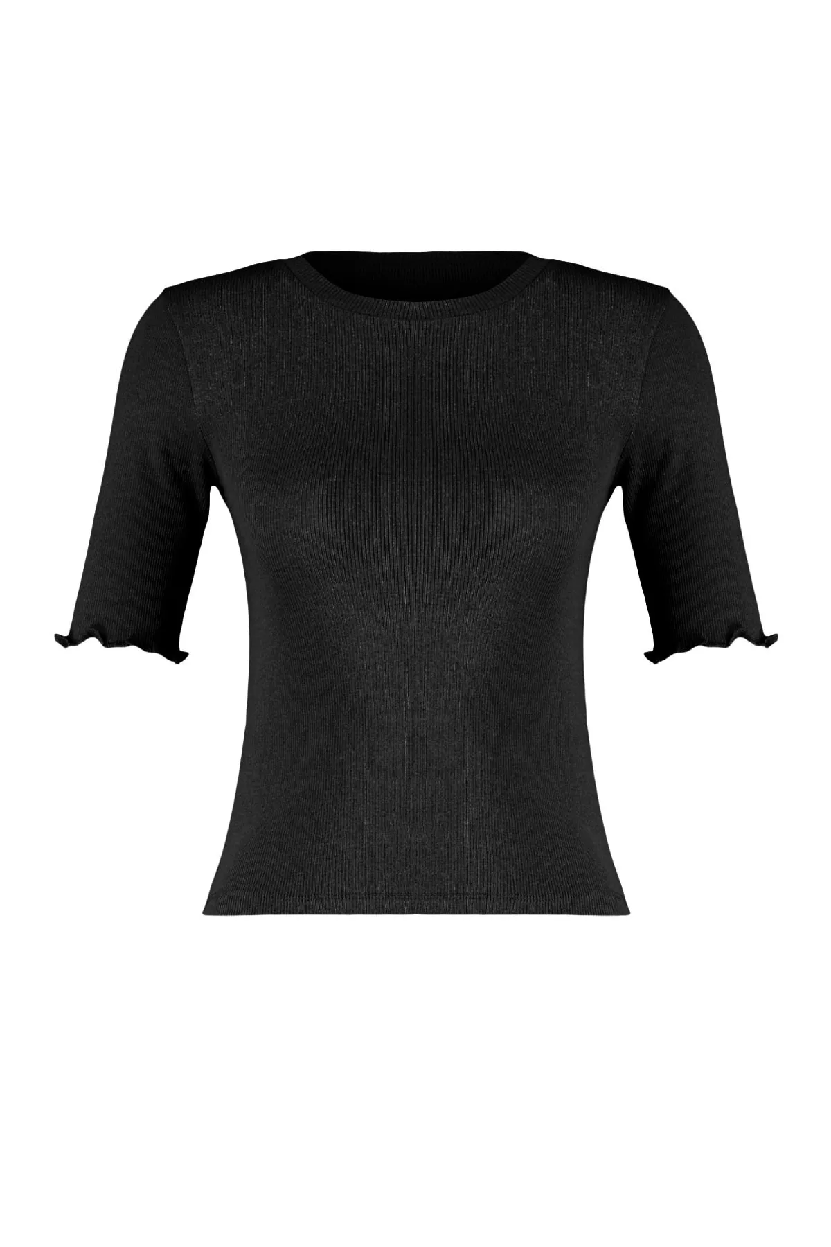 Trendyol Collection  Schwarze, taillierte Stretch-Strickbluse TWOSS23BZ00025