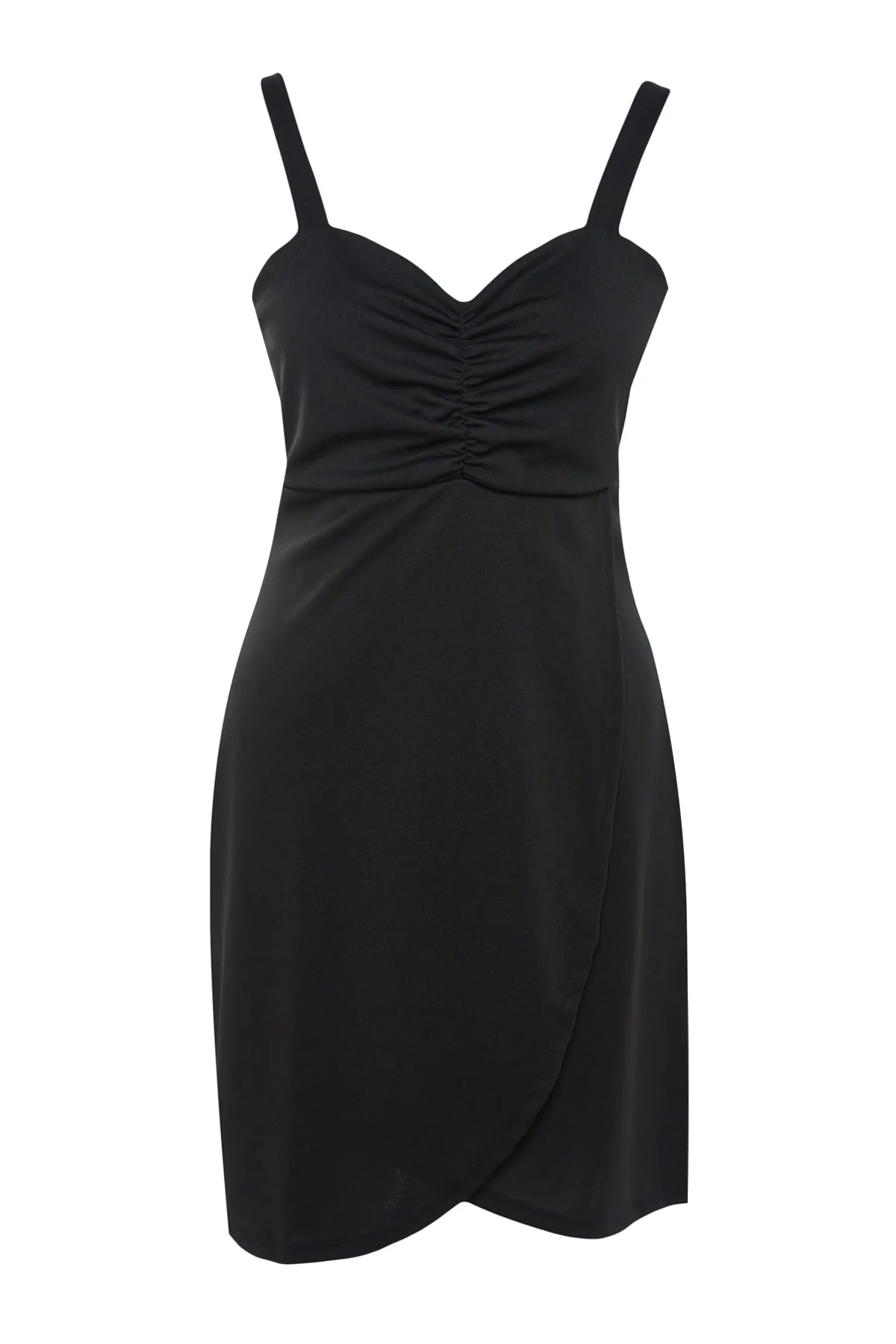 Trendyol Curve  Schwarzes Strickkleid mit Herzkragen TBBSS23AH00076