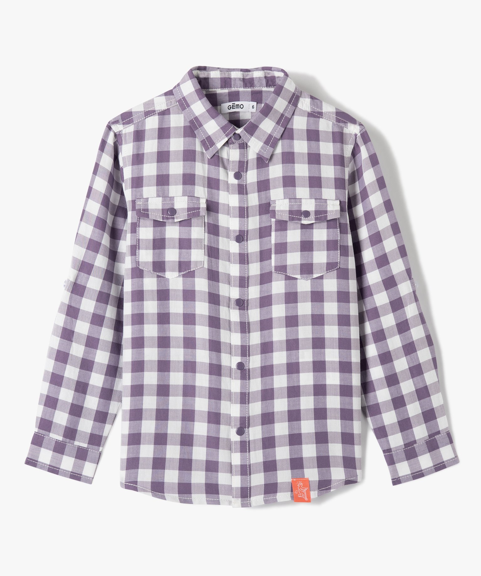 Chemise Garçon à carreaux avec manches retroussables carreaux | GEMO