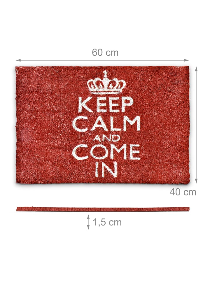 relaxdays Fußmatte Keep calm in Rot - (B)60 x (T)40 cm günstig kaufen onesize