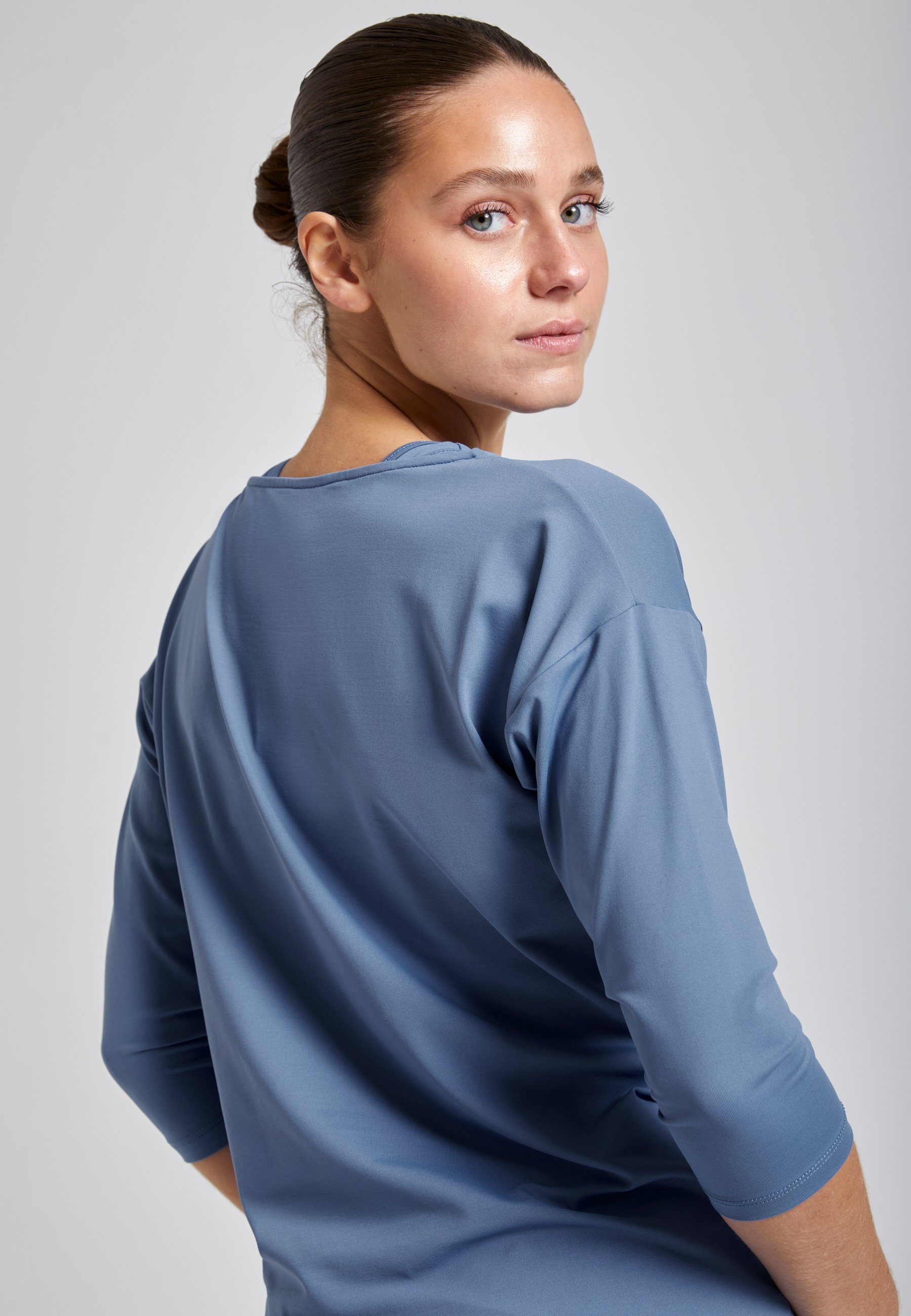 SPORTKIND Funktionsshirt Tennis 3/4 Loose Fit Shirt Mädchen & Damen grau blau