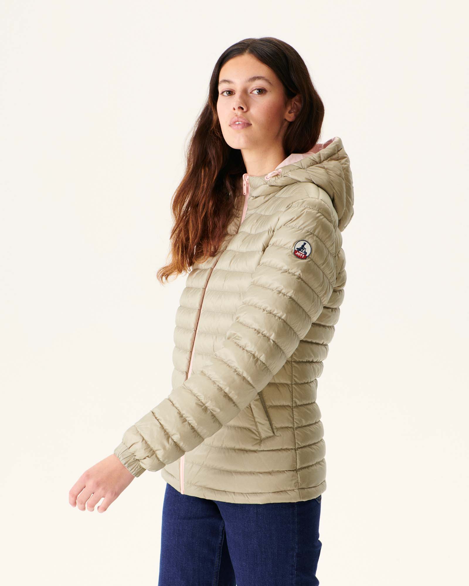 Doudoune réversible à capuche Rose clair/Beige Vienne