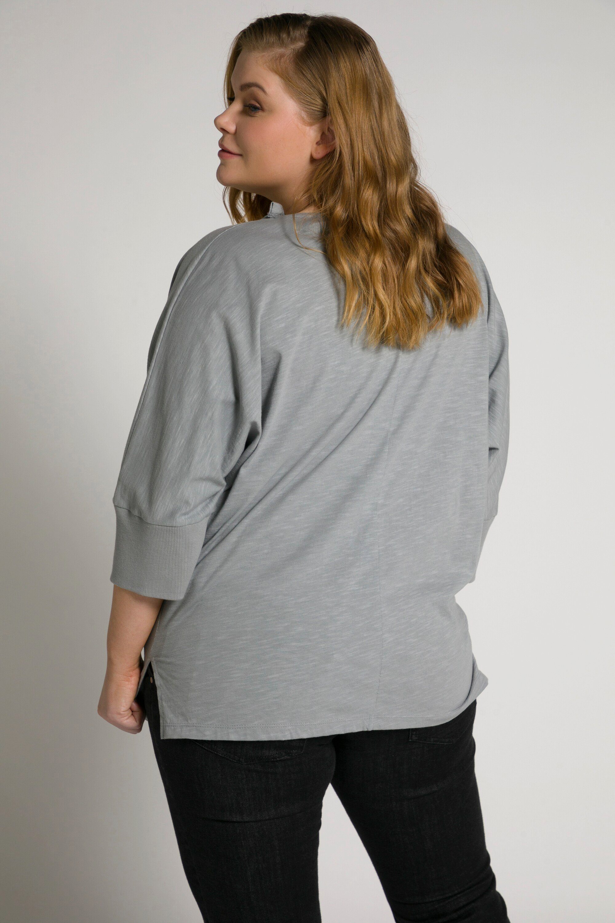 Ulla Popken Shirtjacke Bellieva-Shirtjacke Schulterknopf 3/4-Arm GOTS