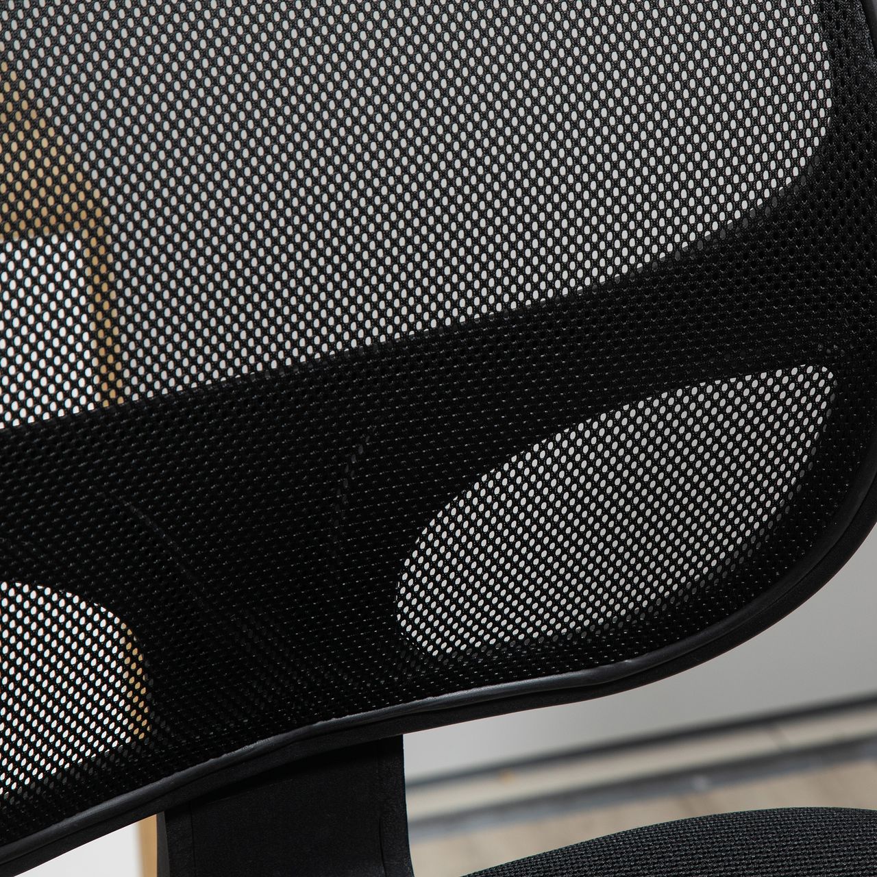 Vinsetto Arbeitsstuhl Mesh Bürostuhl Ergonomischer Schreibtischstuhl Zeichenstuhl mit verstellbarem Fußring Höhenverstellbare Drehstuhl mit Rollen für Arbeitszimmer Schwarz 60 x 56 x 110-132 cm