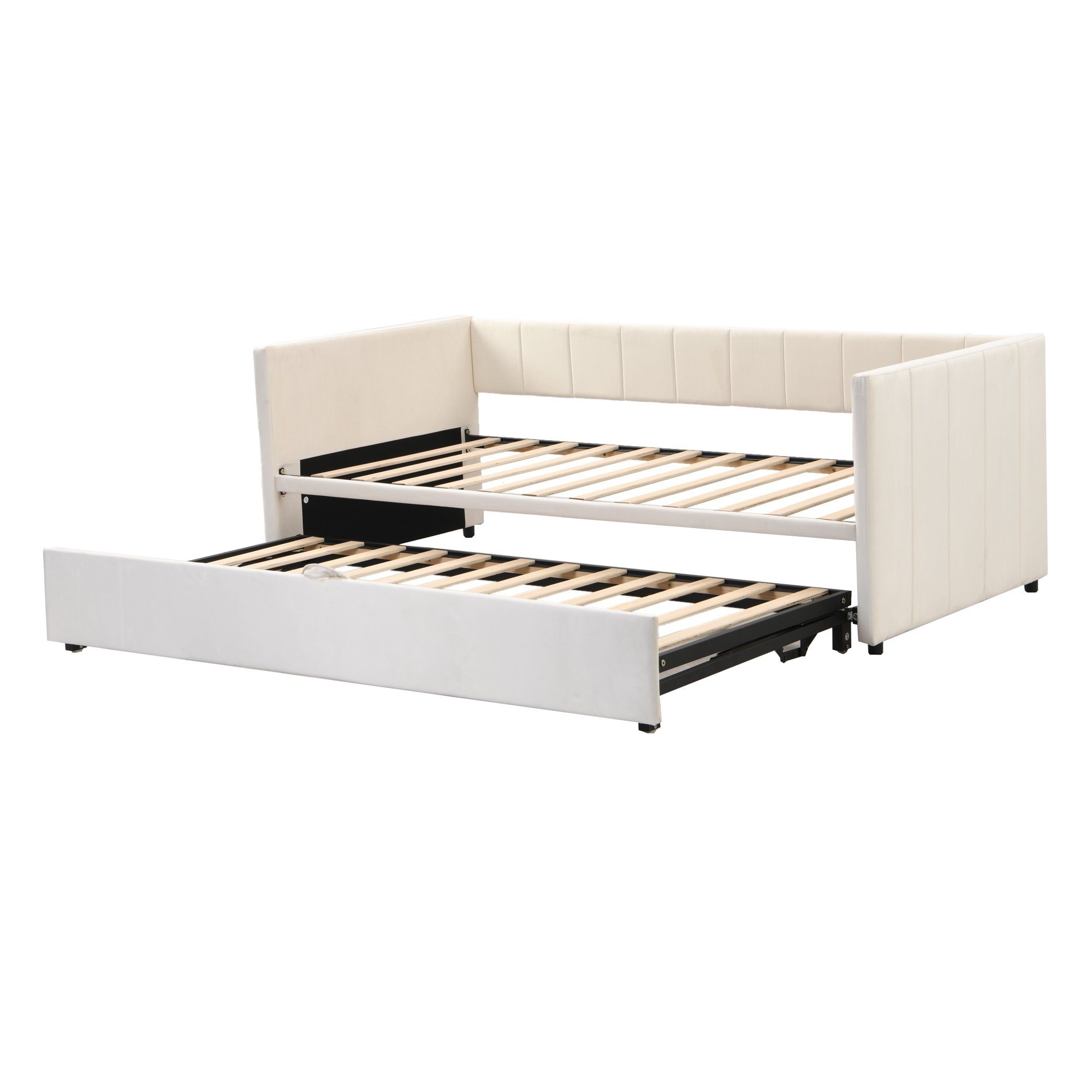 Ulife Schlafsofa Kinderbett Tagesbett Ausziehbares Polsterbett 90/180*200 cm, Multifunktionsbett aus hautfreundlichem Samtstoff
