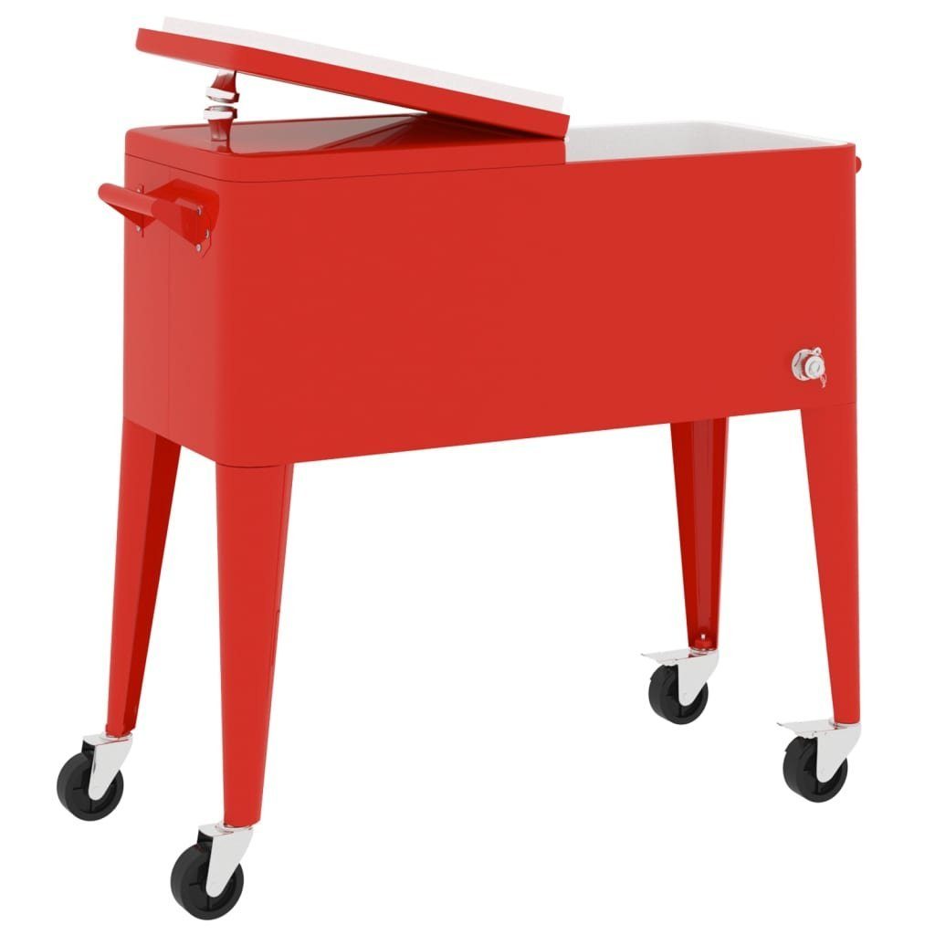 vidaXL Kühlbox Kühlwagen mit Rollen Rot 92x43x89 cm Servierwagen Kühlbox