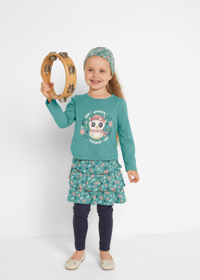 Mädchen Langarmshirt, Rock, Leggings, Haarband (4-tlg.Set)