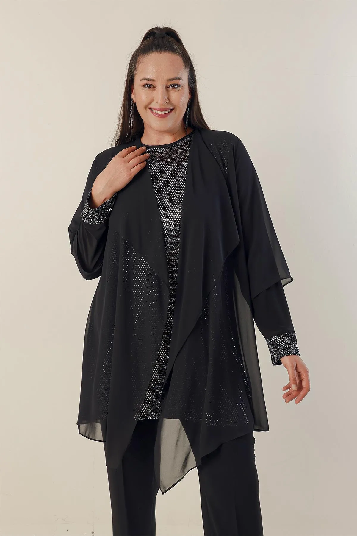 By Saygı  ifon Pulpayet Plus Size 2-teiliges Set