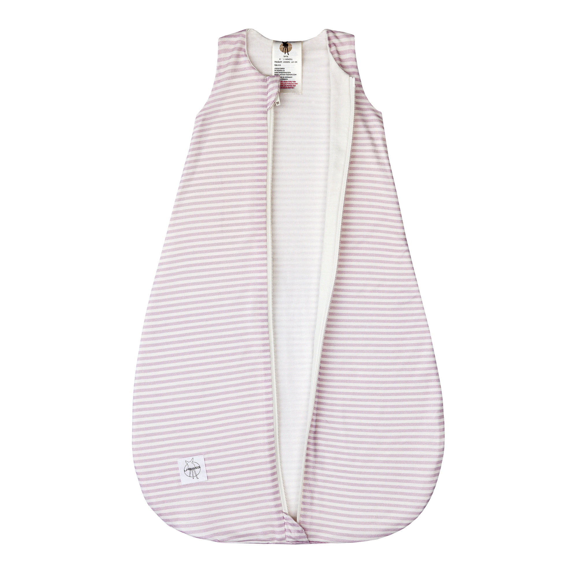 Baby Schlafsack 0,5 TOG - Gestreift, Lila Milky