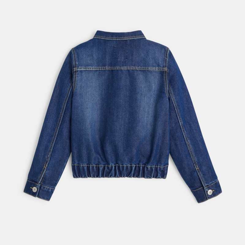 Veste en jean à dos élastiqué bleu fille