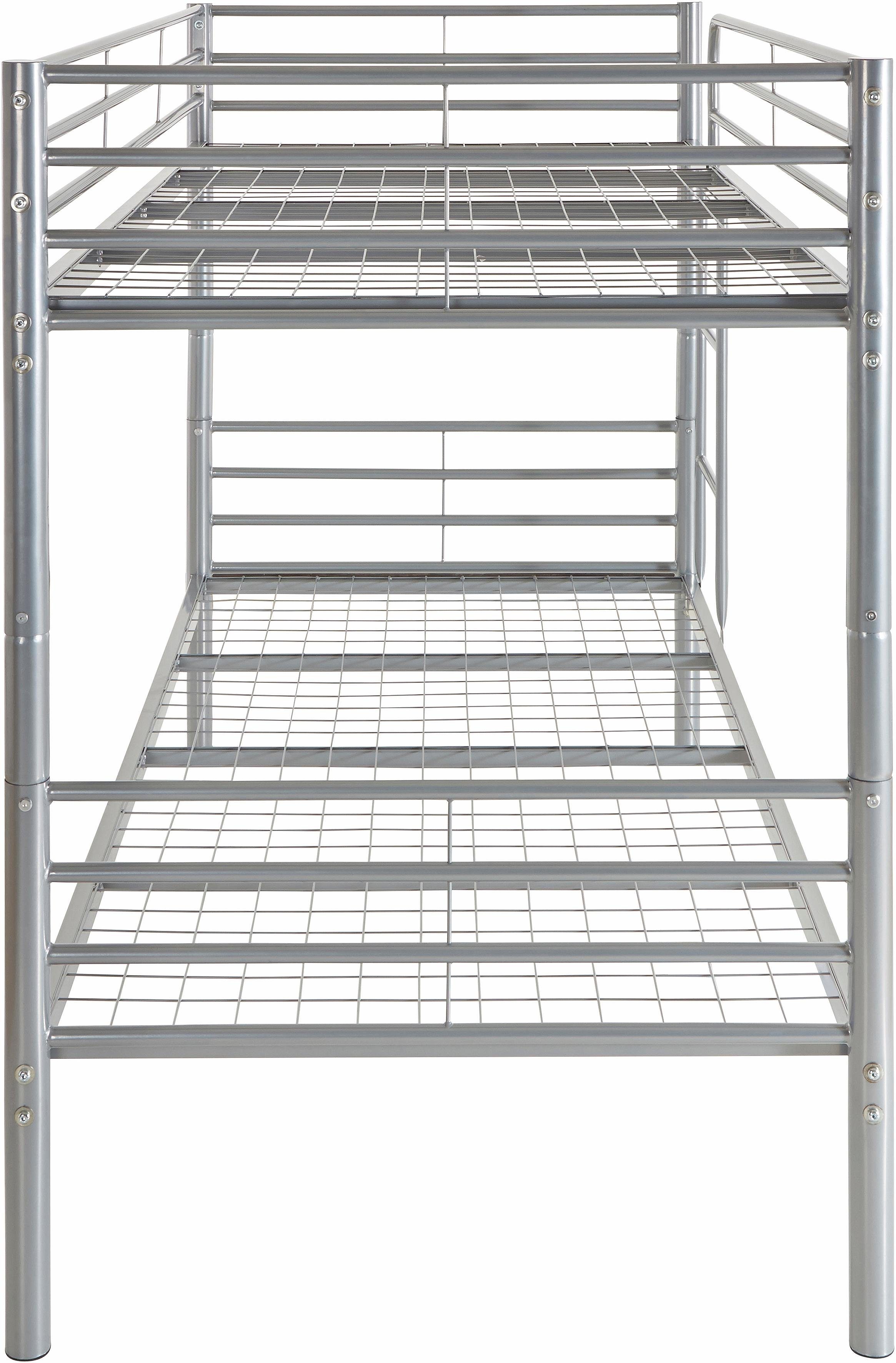 ATLANTIC home collection Etagenbett Alex, inkl. Lattenrost, Absturzsicherung und Leiter aus Metall