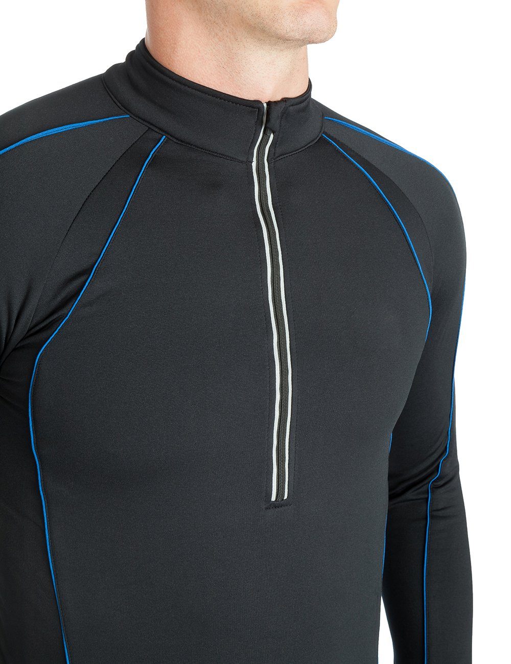 Zoomyo Laufshirt windabweisendes, angerautes Herren Fleece Laufshirt Jimi mit Reflektoren und Quick-Dry-Funktion
