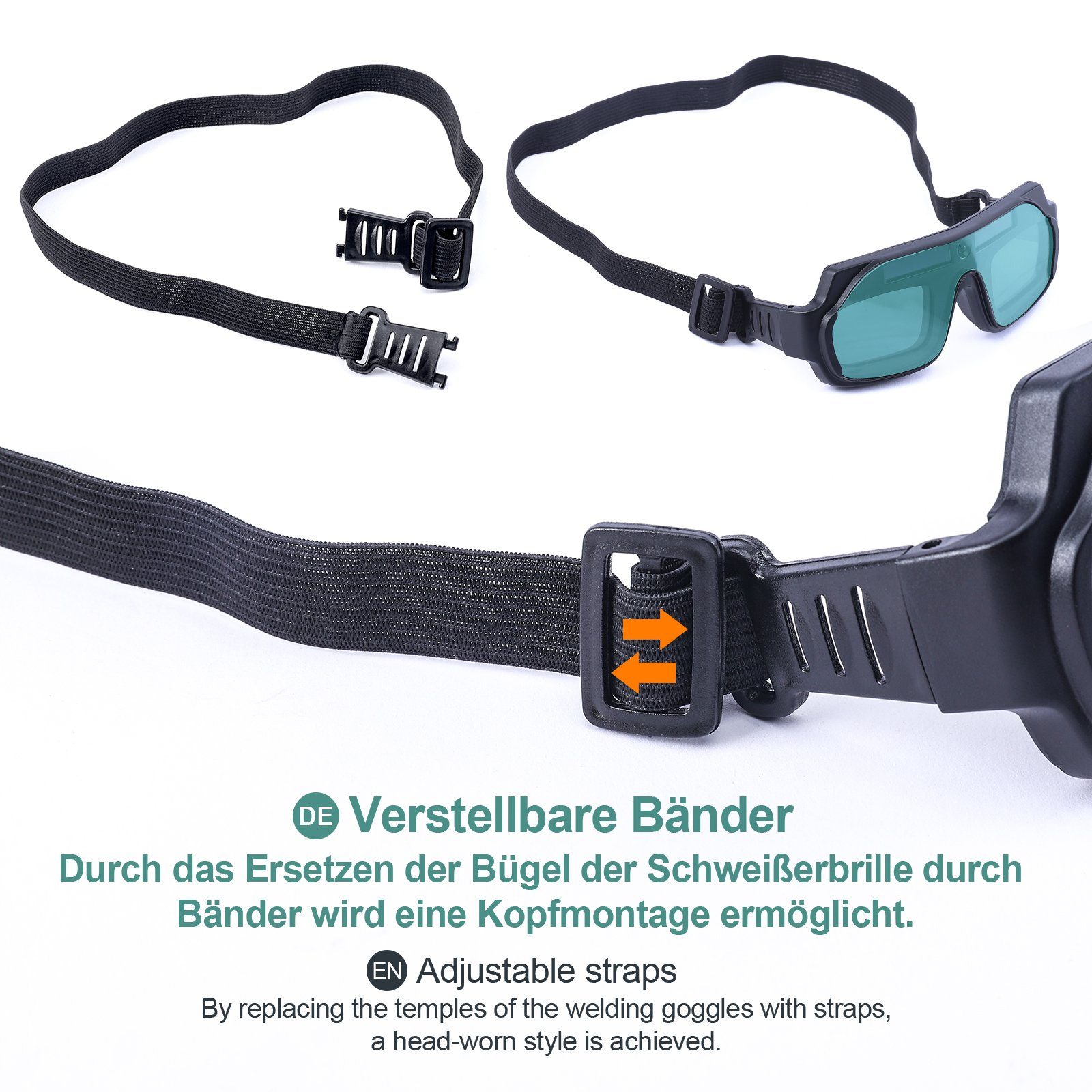 Yorbay Arbeitsschutzbrille Automatische Schweißeraugenbrille, solarbetriebene Schweißerbrille, Schweißschutzbrillen mit 10 Schutzgläser, einem Kopfband
