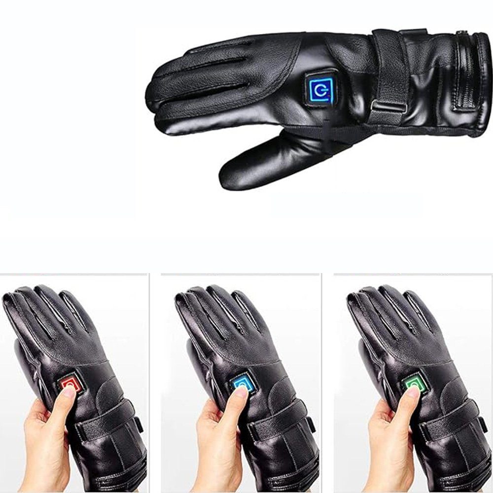 Bedee Fahrradhandschuhe Beheizte Handschuhe für Herren Damen 4000mAh Beheizte Lederhandschuhe (für Radfahren, Snowboarden, Skifahren, Winddicht, Atmungsaktiv) Beheizbare Handschuhe Fahrrad Motorrad Winterhandschuhe Ski Handschuhe