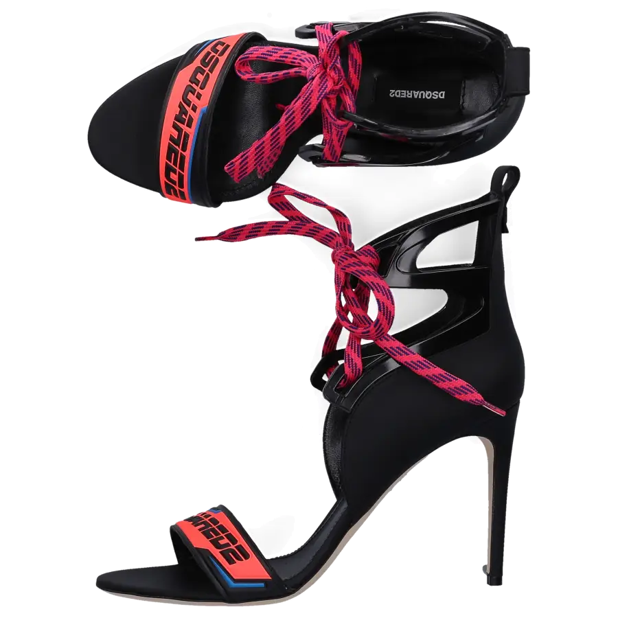 Dsquared2 - Sandalen TECHNO LOGO Polyester PVC Ziegenleder Logo schwarz - schwarz