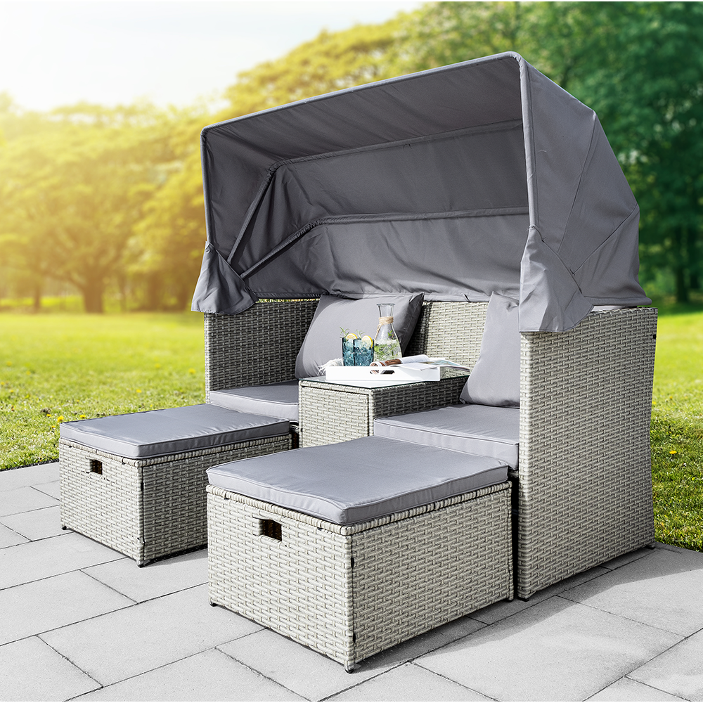 Westerholt Strandkorblounge inkl. integriertem Tisch mit Glasplatte