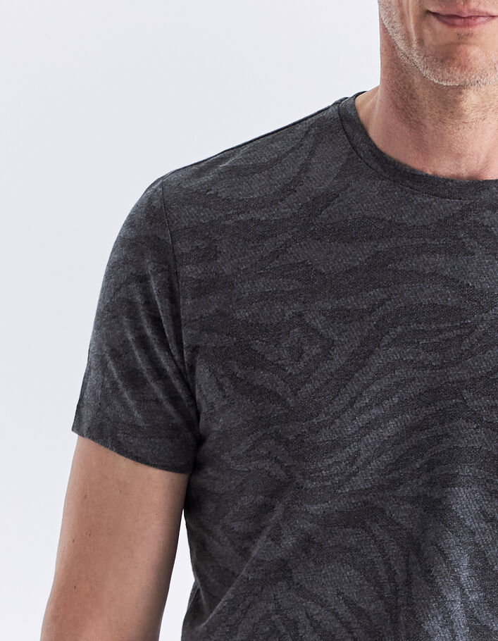 T-shirt gris jacquard motif zébré Homme