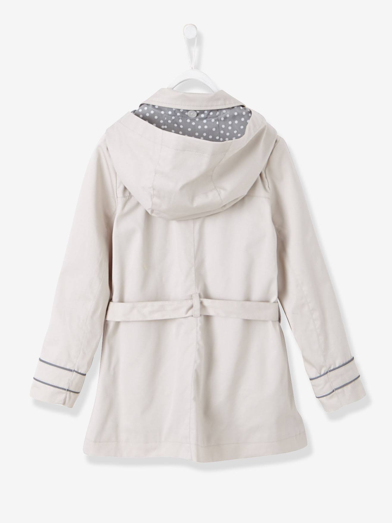 Trench fille déperlant à capuche amovible beige