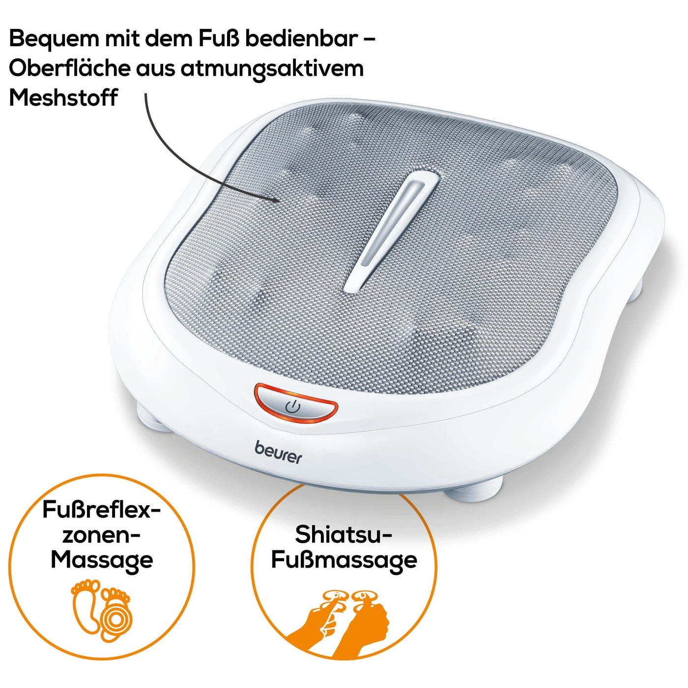 Beurer Shiatsu-Fußmassagegerät FM 60-Durchblutungsförderndes Fußmassagegerät mit 2 Geschwindigkeitsstufen