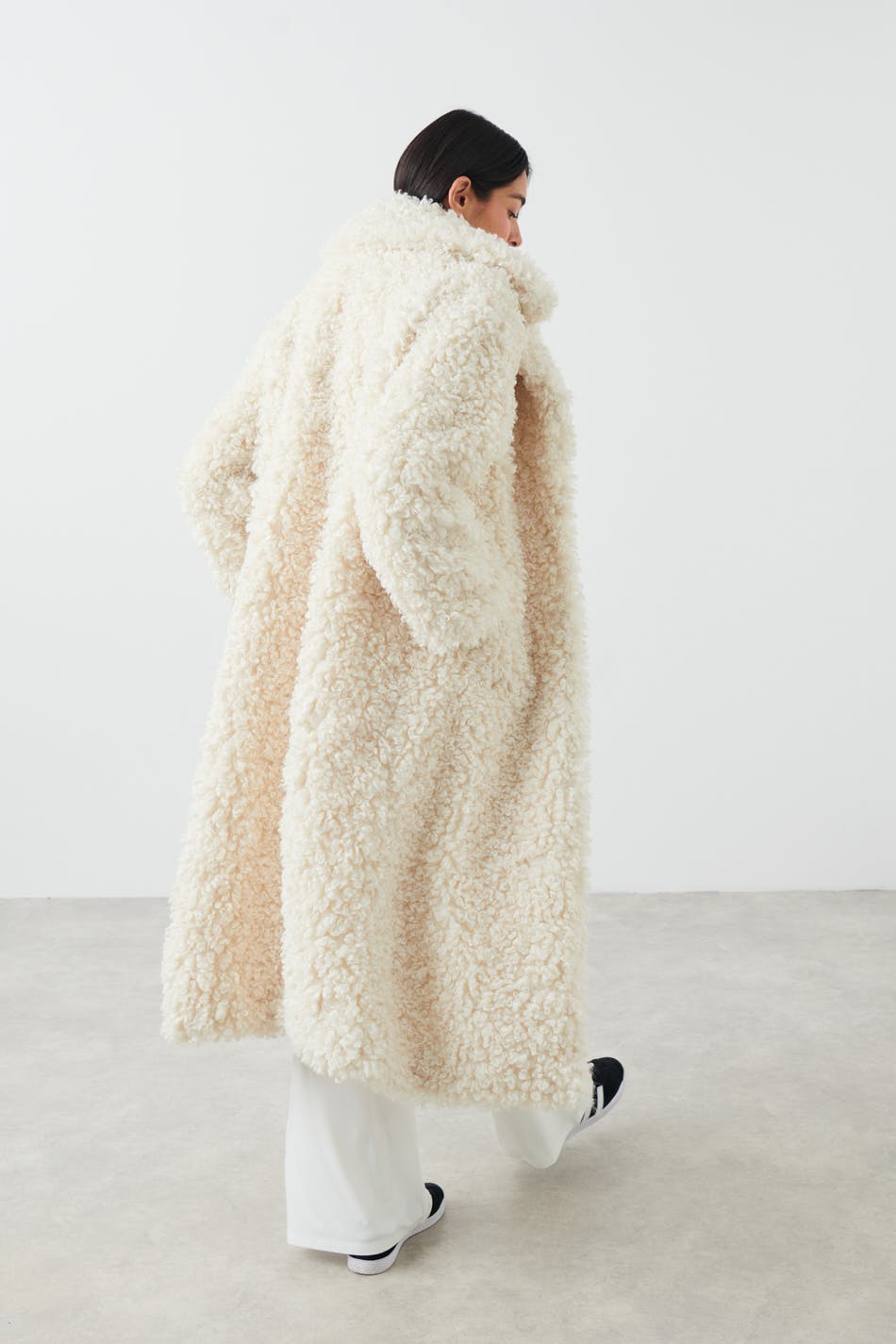 Faux fur long coat