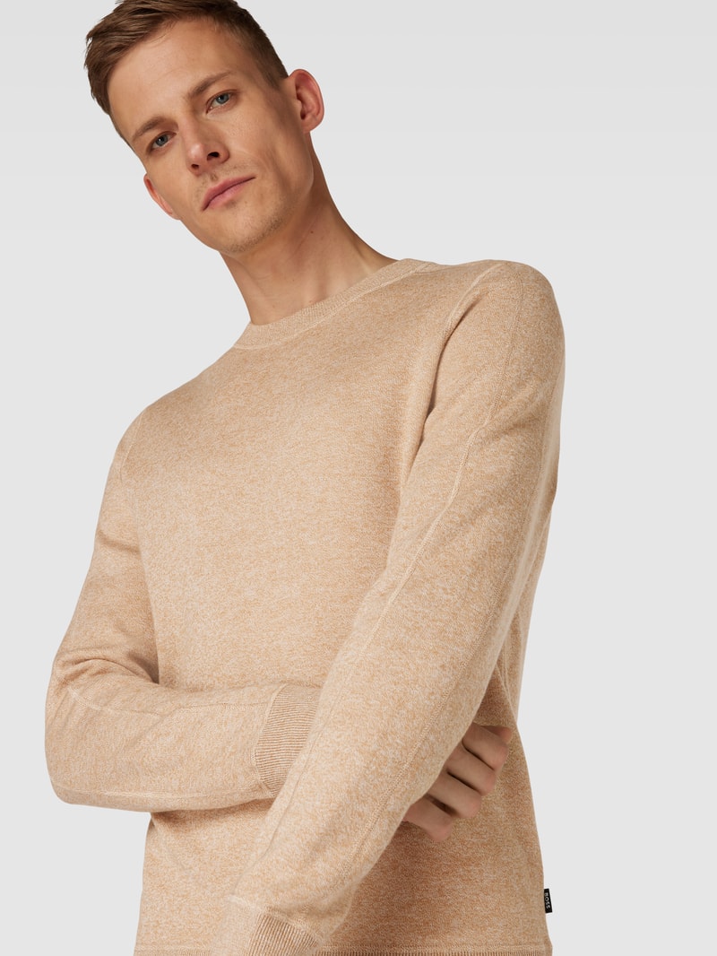 Strickpullover mit Rundhalsausschnitt Modell 'Onore' in beige