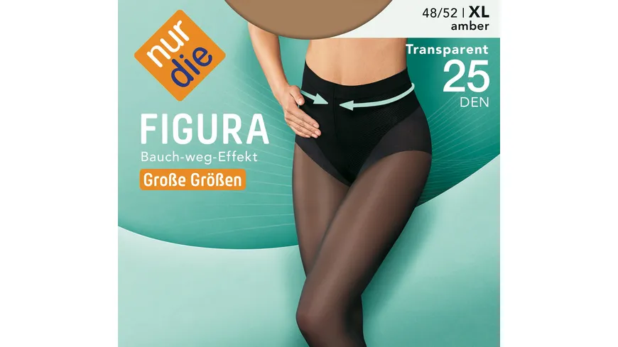 NUR DIE Damen figurformende Feinstrumpfhose Figura Komfortgröße 25 DEN schwarz