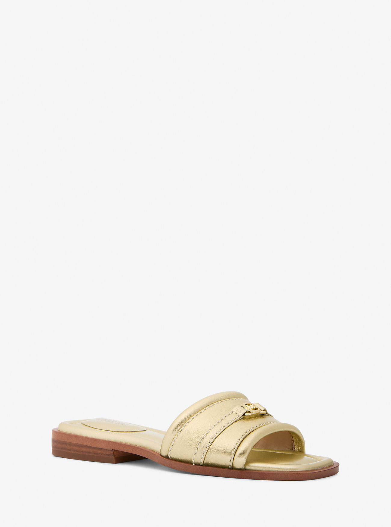 Mandy Metallic Leather Slide Sandal - PALE GOLD