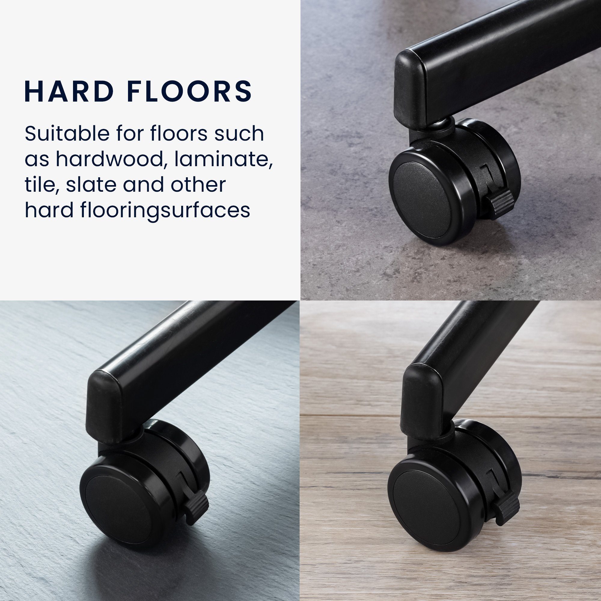kwmobile Stuhlrolle 5x Bürostuhlrollen Hartboden/Weichboden mit Bremse 10/22mm, (5-St)